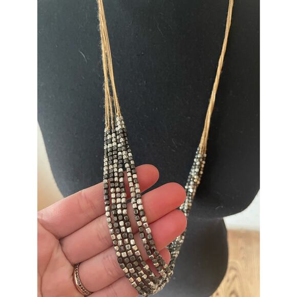 Silver Multi-Layer Metal Necklace - Picture 2 of 4